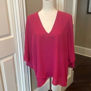 Karen Kane Bracelet Sleeve Asymmetric Top Raspberry L